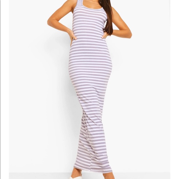 Forever 21 Dresses & Skirts - MAXI Gray & White Striped Sleeveless Tank Dress